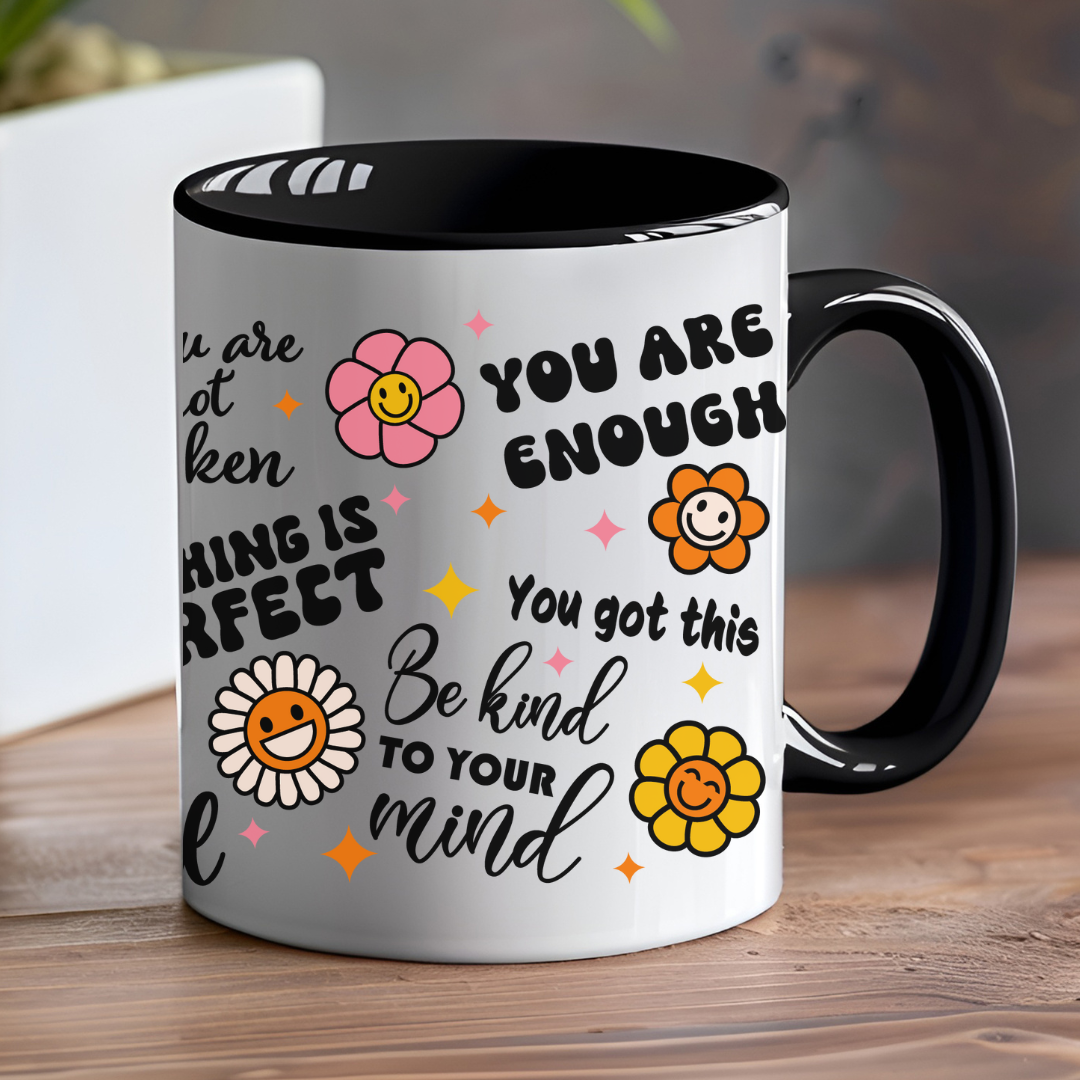 Motivational Quotes Mug – Floral 11oz Coffee Cup for Daily Inspiration