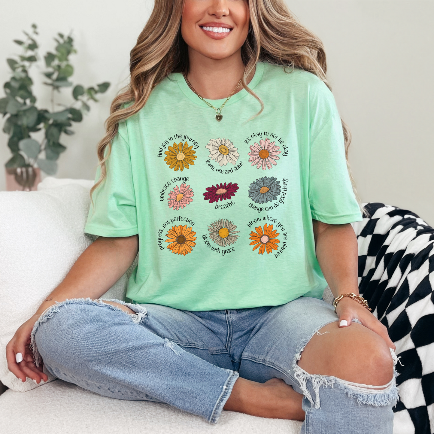 Affirmations Floral T-Shirt color Mint