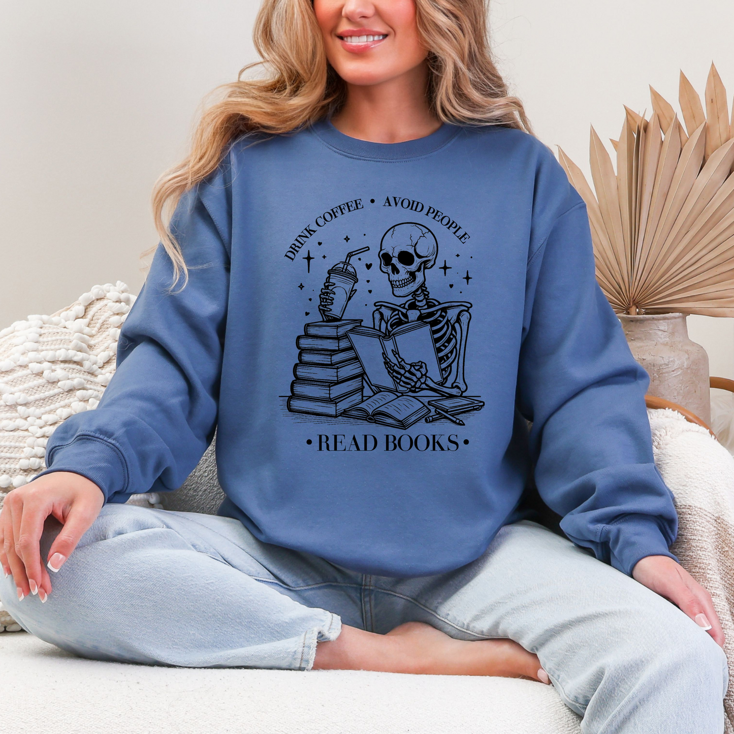 book lover swetshirt blue