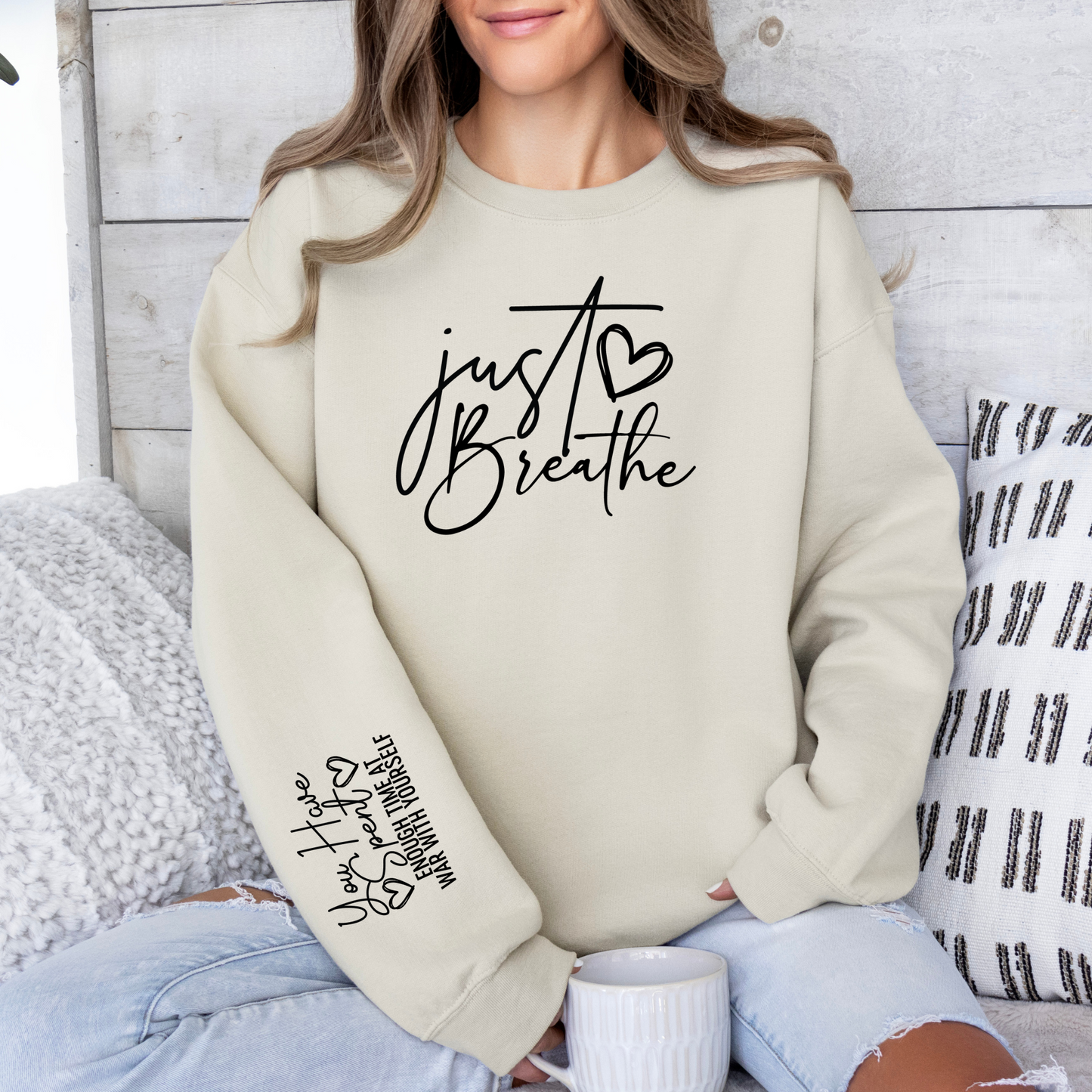 Super Soft Just Breathe Sweatshirt – This cozy unisex crewneck sweatshirt is made from a premium 50% cotton, 50% polyester blend, ensuring ultimate comfort and durability. Featuring a high-quality screen print transfer design, it’s perfect for those who love motivational apparel, aesthetic fashion, and everyday loungewear.
✔ True to size – For a relaxed, oversized fit, we recommend sizing up.
✔ Perfect for layering, casual outings, workouts, or cozy nights in.
CARE INSTRUCTIONS
Wash inside out to protect
