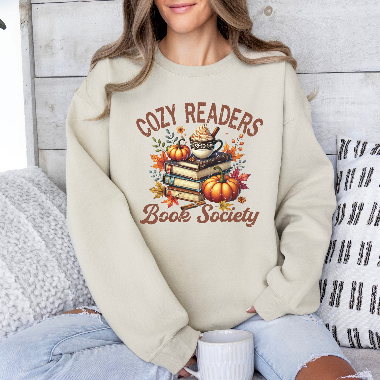 Cozy Readers Book Society Sweatshirt _ Sand