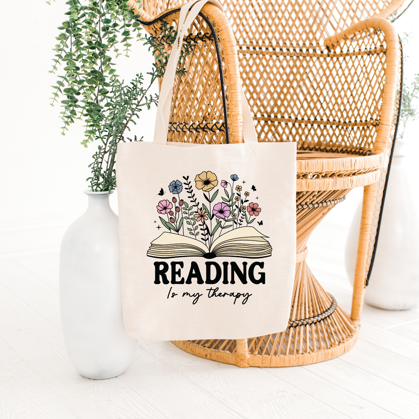 Reading is my Therapy Canvas Tote Bag