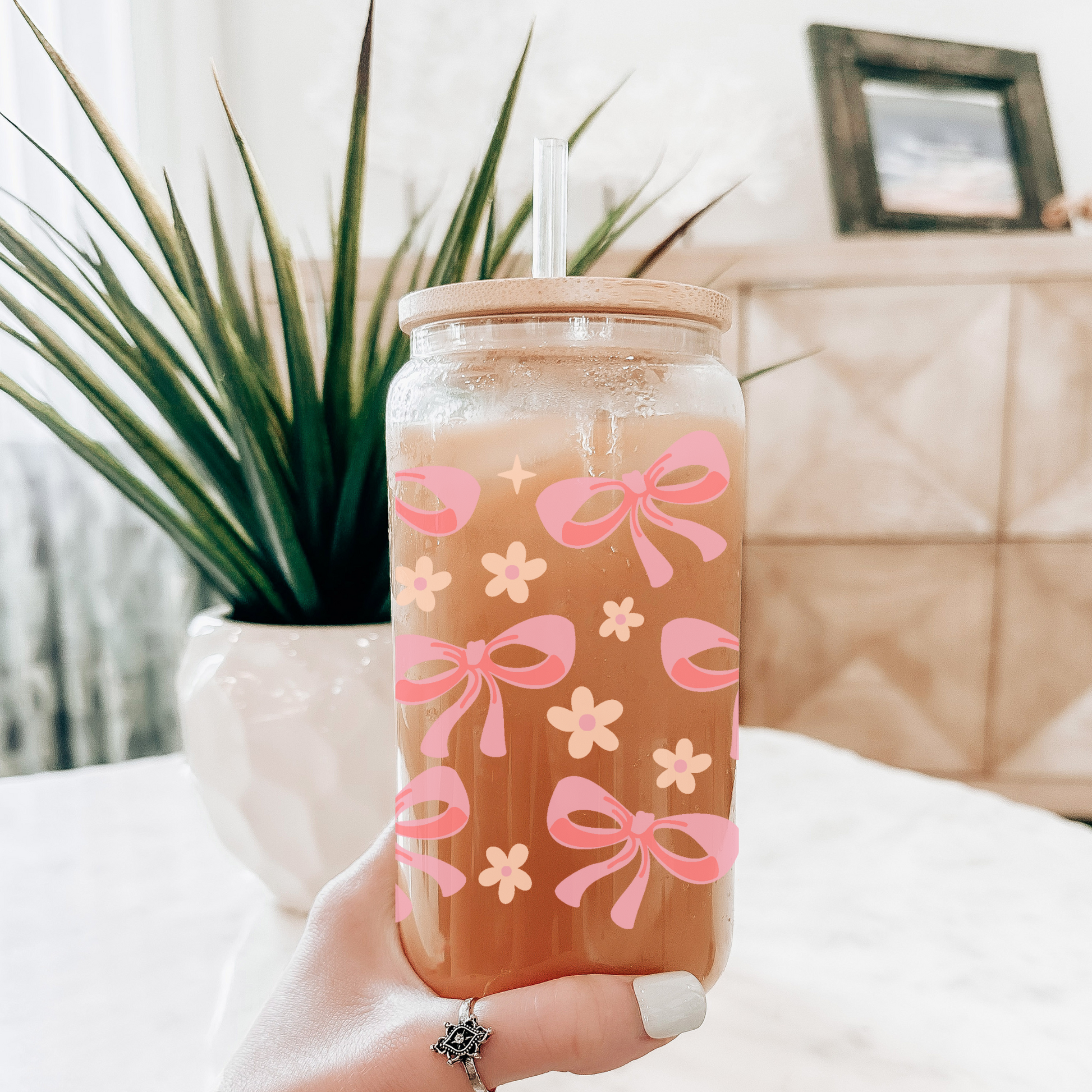Bow Coquette Glass Can 11oz! 