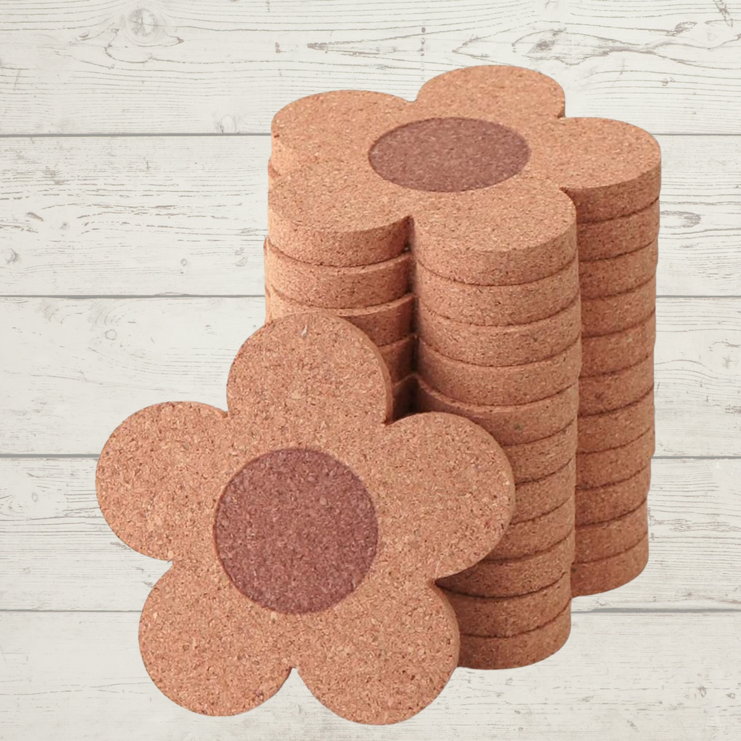 Beautiful Design: Features flower patterns. Eco-Friendly: Made from natural cork material. Protective Surface: Guards your table against spills and scratches. Durable and Absorbent: Long-lasting and absorbs moisture effectively. Easy to Clean: Simple maintenance with a quick wipe.