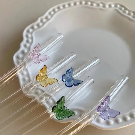 Elegant Reusable Glass Straw (Bow or Butterfly)