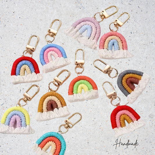 Bohemian Style Rainbow Woven Keychain / Handmade Rainbow Keychains