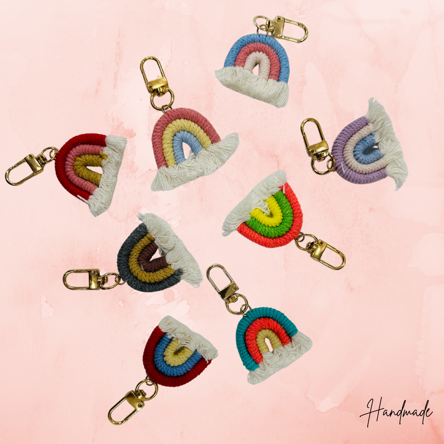 Bohemian Style Rainbow Woven Keychain / Handmade Rainbow Keychains
