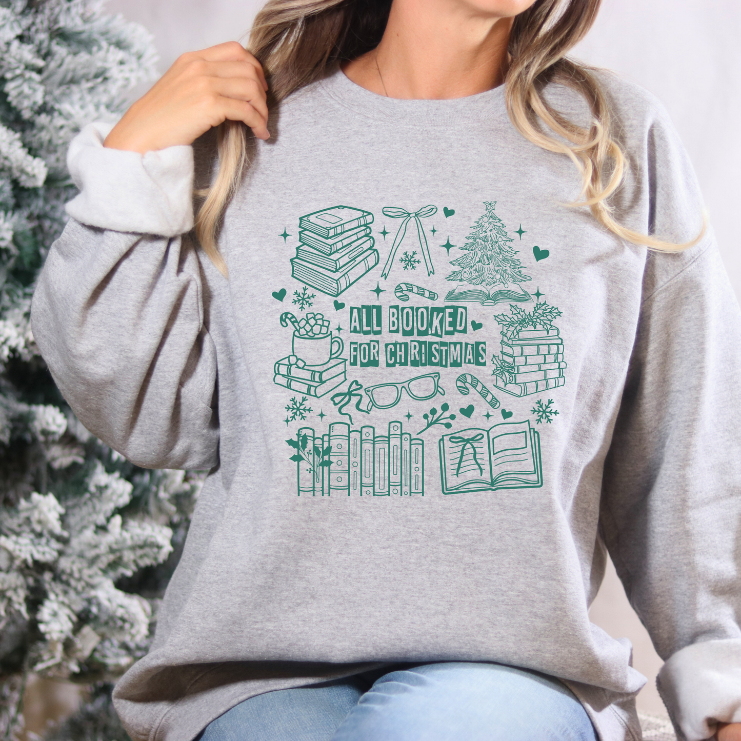 Christmas Bookish Doodle Sweatshirt- All Booked