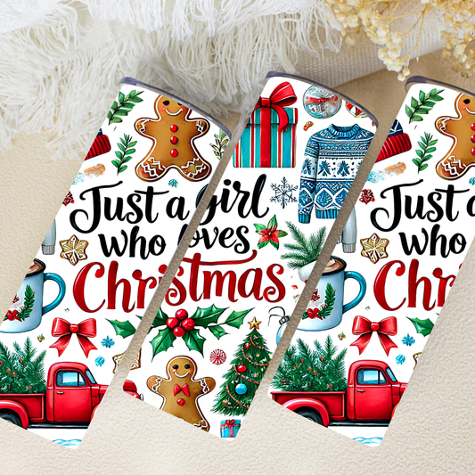 Christmas-themed phone case with gingerbread men, red trucks, and text on a white background.
