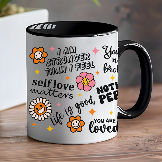 Motivational Quotes Mug – Floral 11oz Coffee Cup for Daily Inspiration