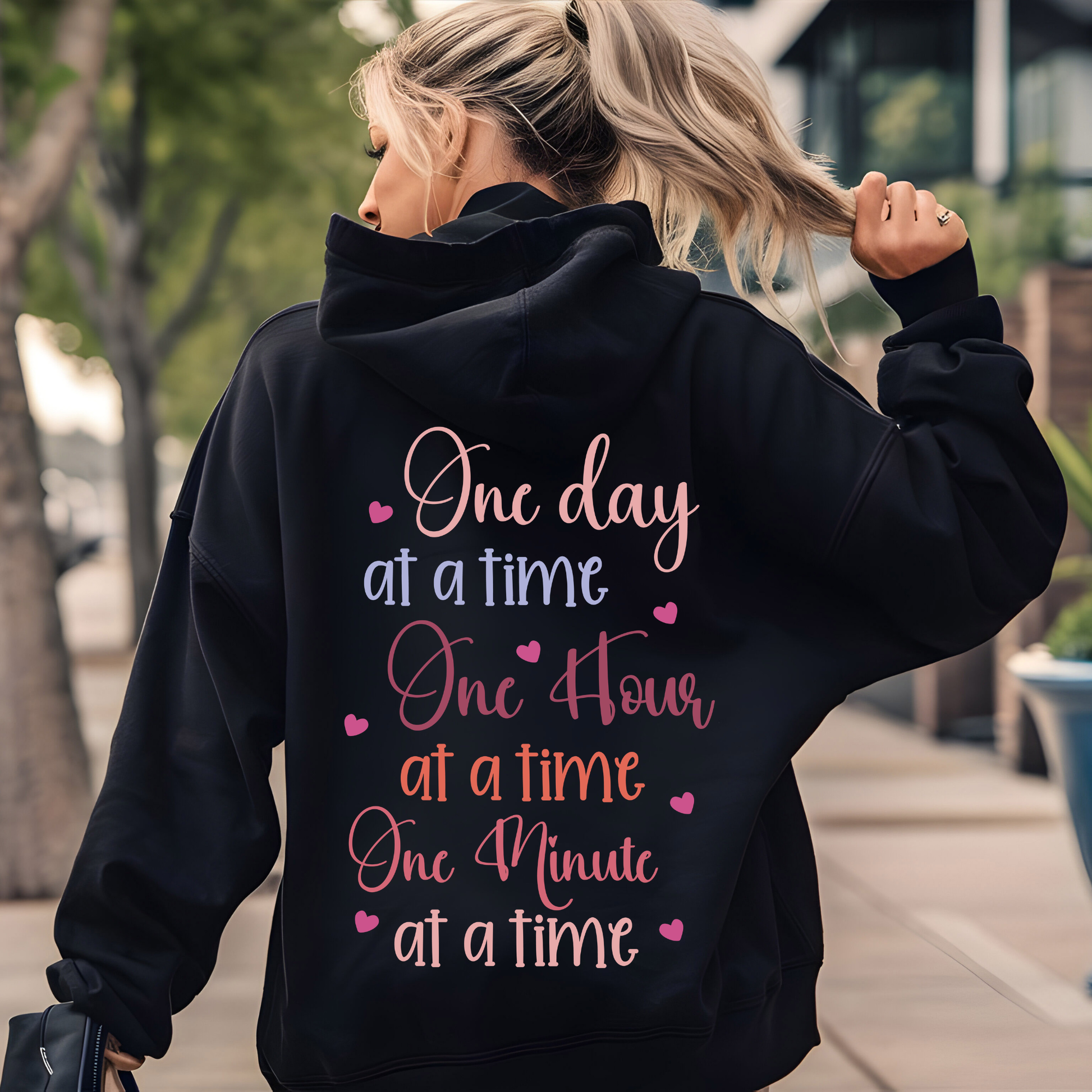 One Day at a Time Hoodie_ Black