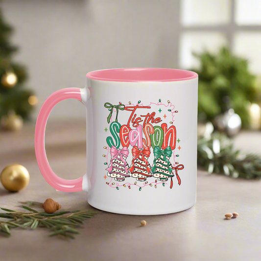 Tis The Season Cute Pink Christmas Mug